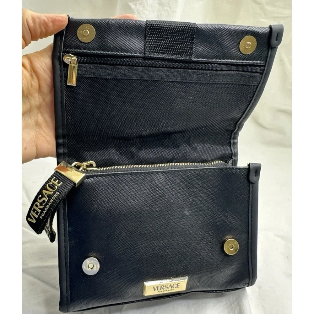 Versace Fragrances Clutch Black Gold Cosmetic Case Pouch